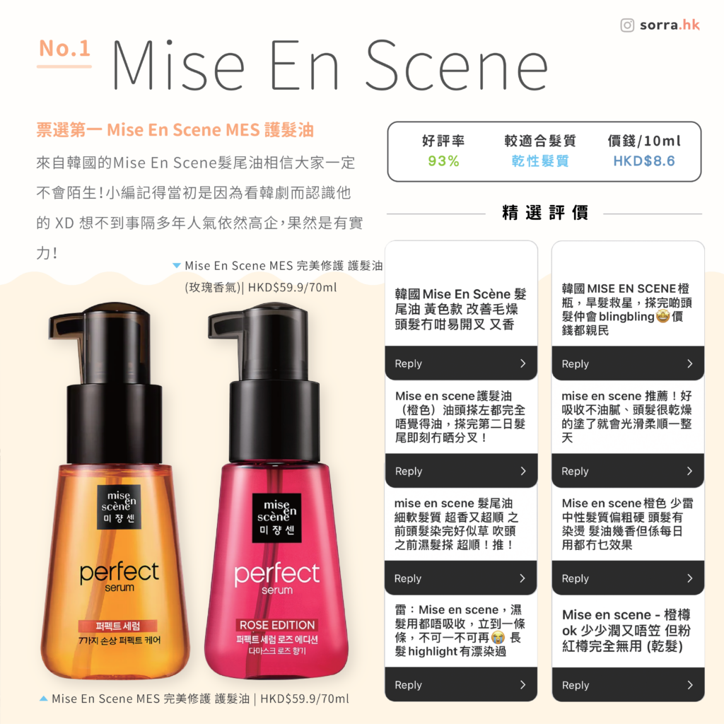 Mise En Scene MES 護髮油 Mise En Scene MES 護髮油