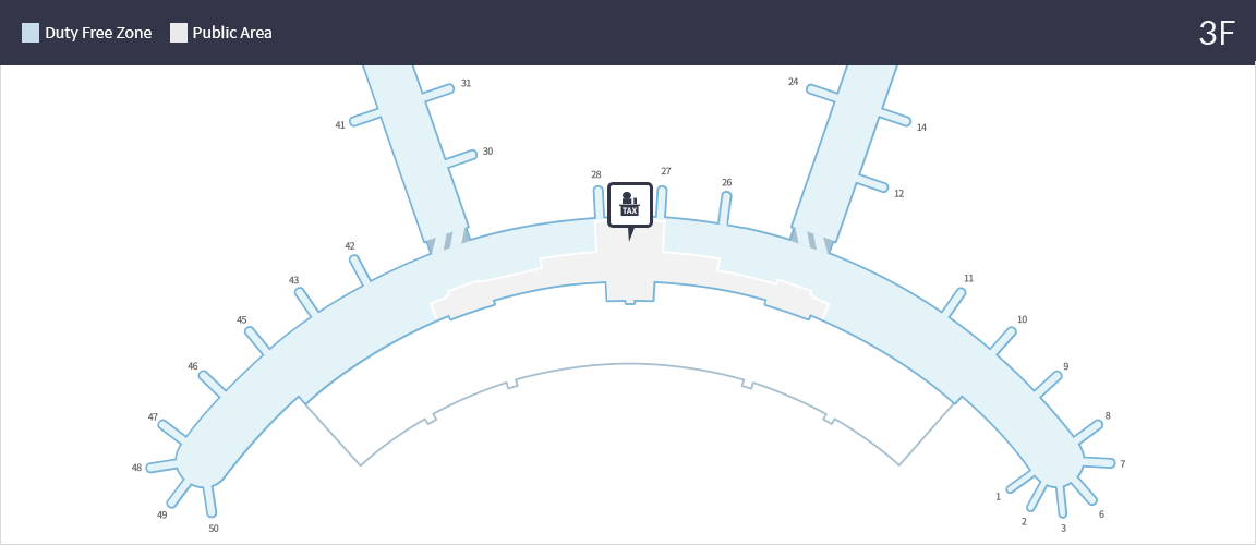 韓國仁川國際機場退稅櫃位地圖 韓國仁川國際機場退稅櫃位地圖