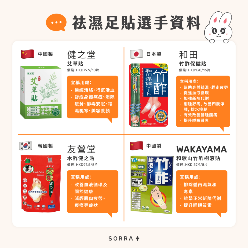 常見的祛濕腳貼