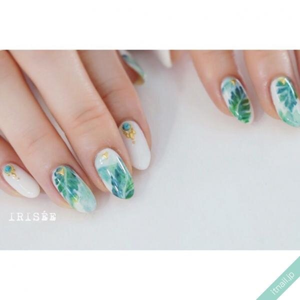 熱帶棕櫚葉美甲