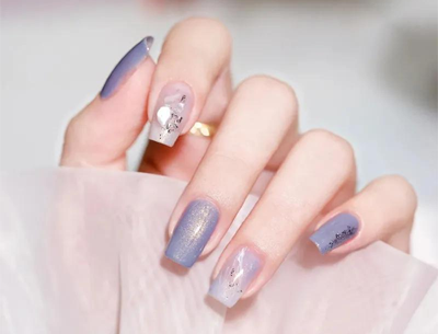 透膚冰沙紫美甲