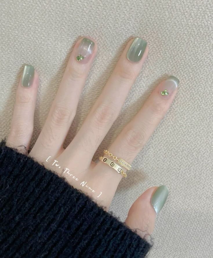 透明果凍綠美甲