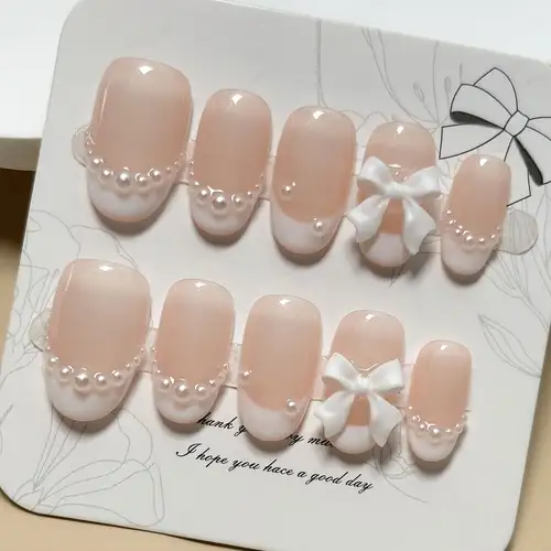 經典法式珍珠美甲