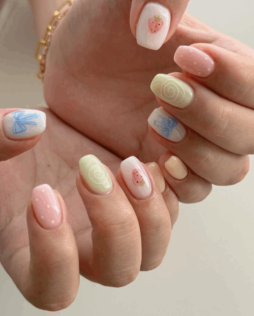 繽紛馬卡龍拼色美甲