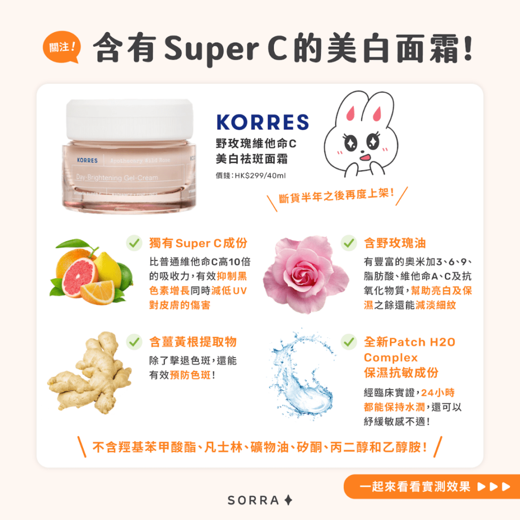 KORRES 野玫瑰維他命C美白祛斑面霜