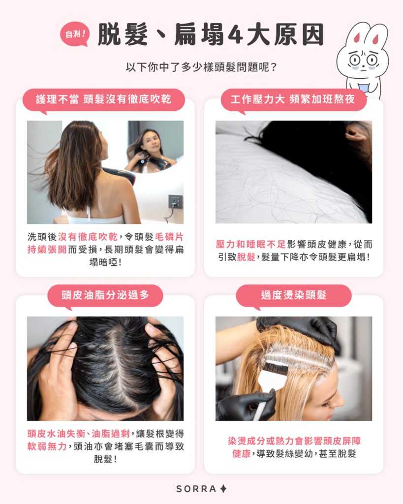 脫髮、扁塌4大原因！你中了多少樣？