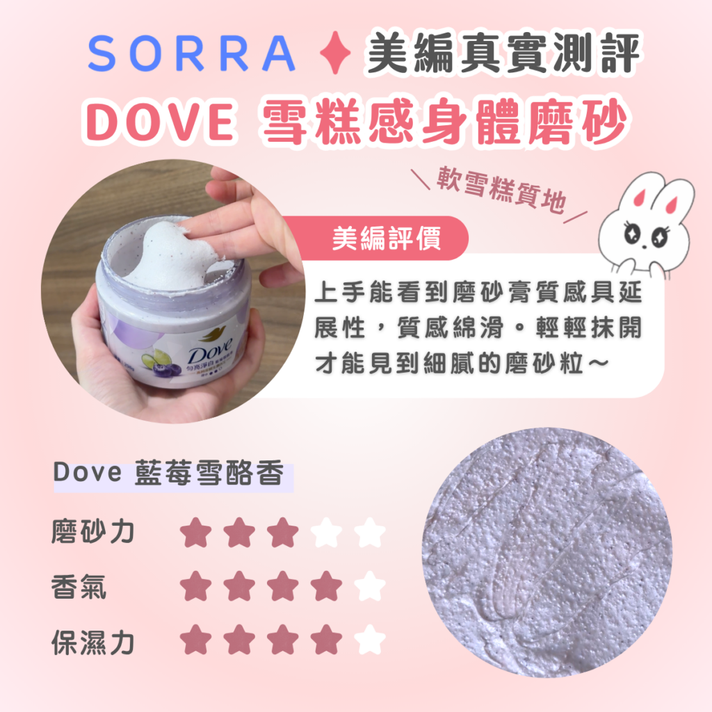 Sorra 實測 Dove 雪糕感磨砂膏評價