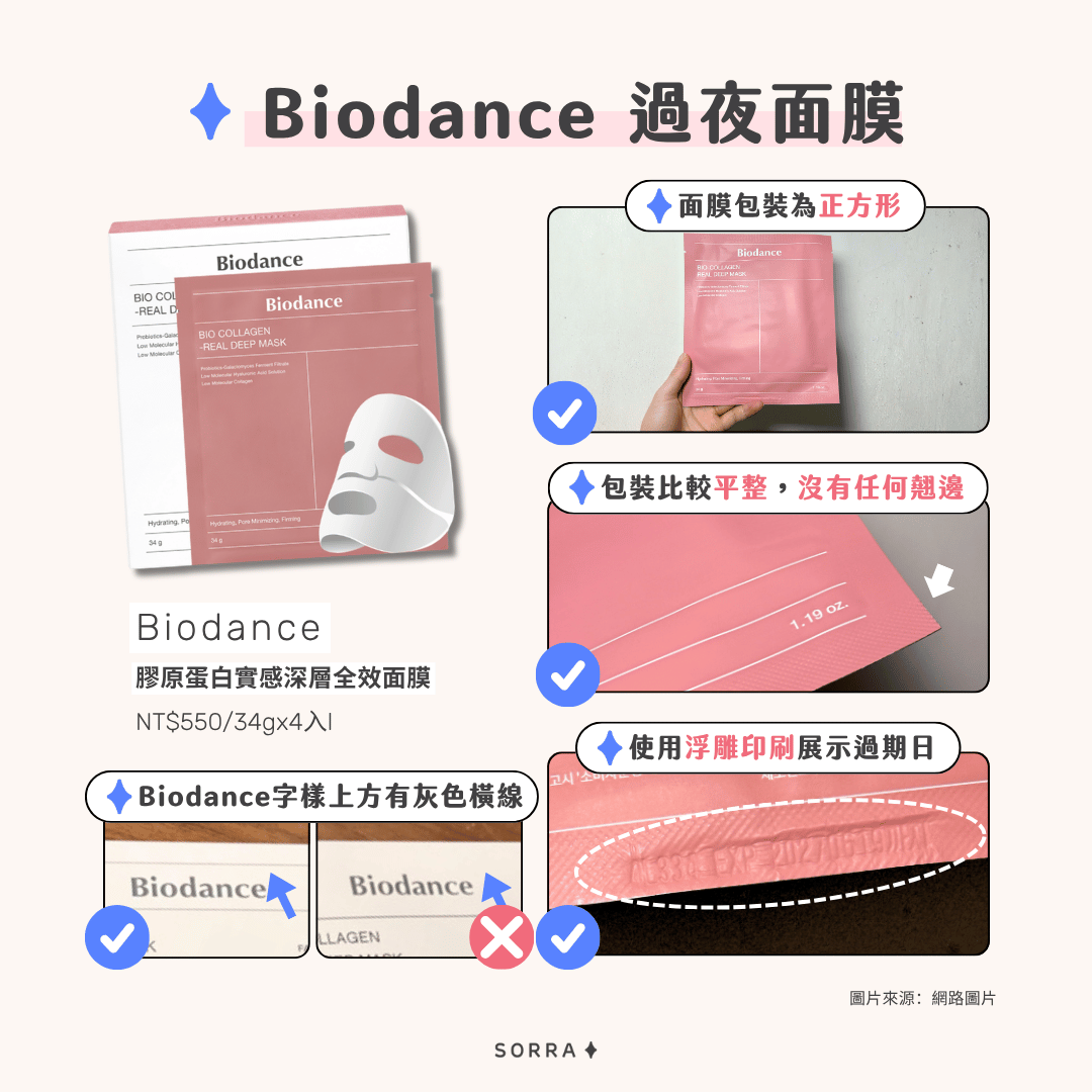 Biodance膠原蛋白實感深層全效面膜正假辨別技巧