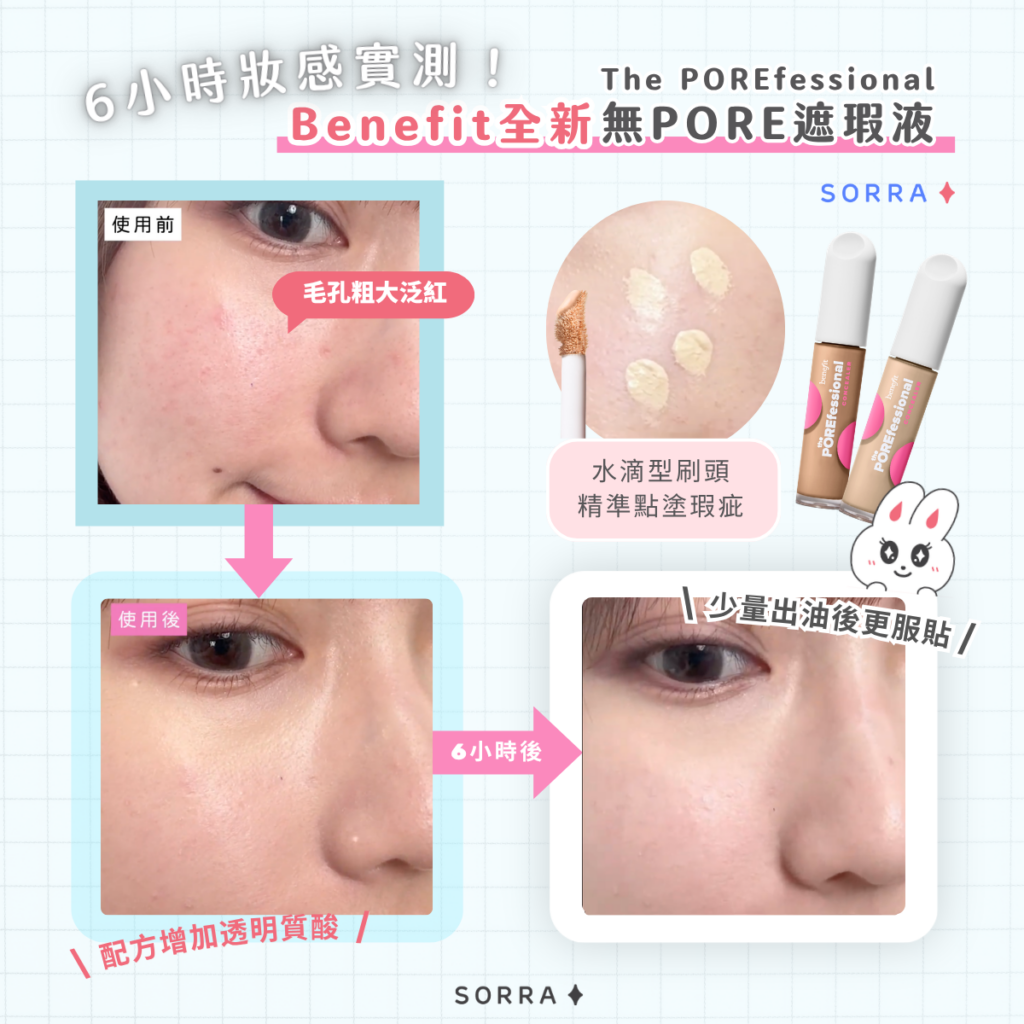 Sorra 編輯實測 Benefit 無PORE遮瑕液:好用嗎?