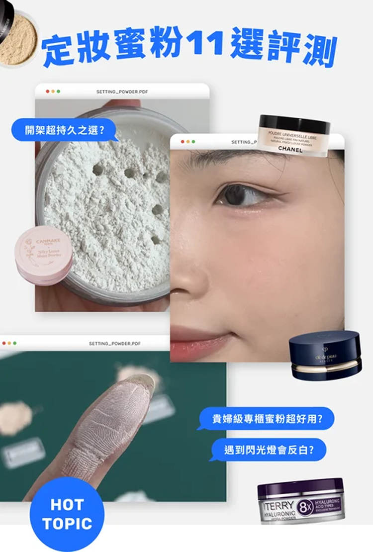 開架VS專櫃大比拼！人氣定妝蜜粉11選實測